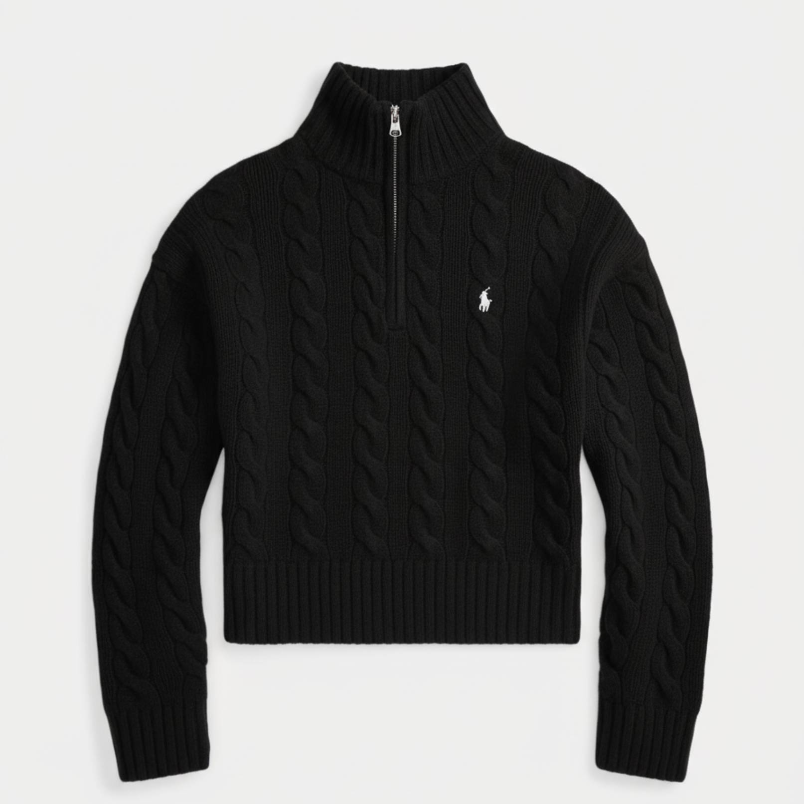 Cable Wool-Cashmere Half-Zip Sweater