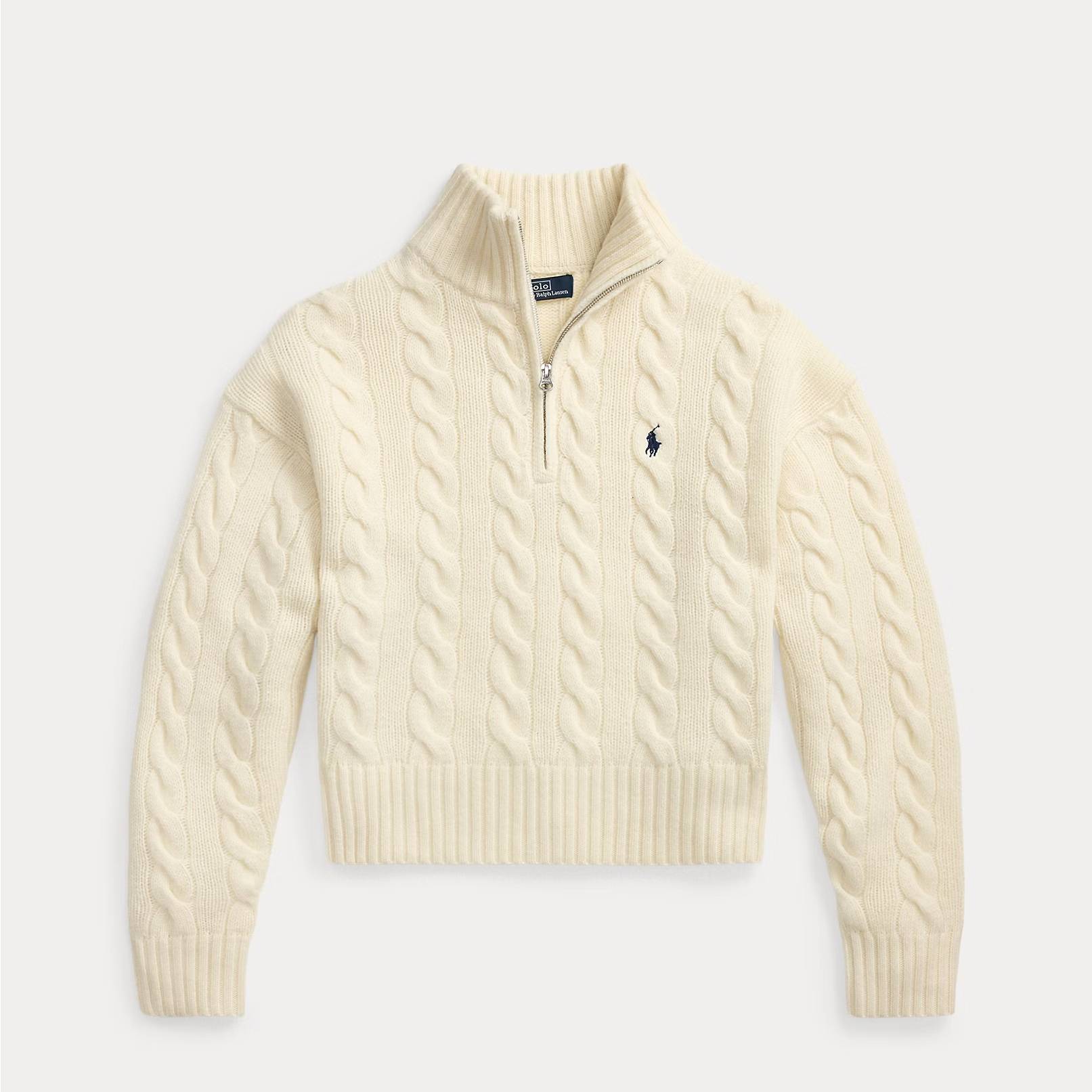 Cable Wool-Cashmere Half-Zip Sweater