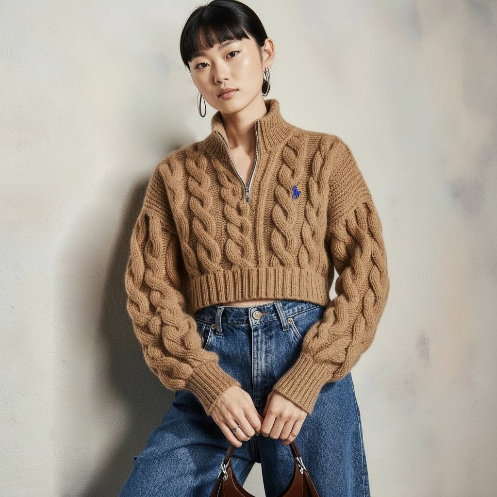 Cable Wool-Cashmere Half-Zip Sweater