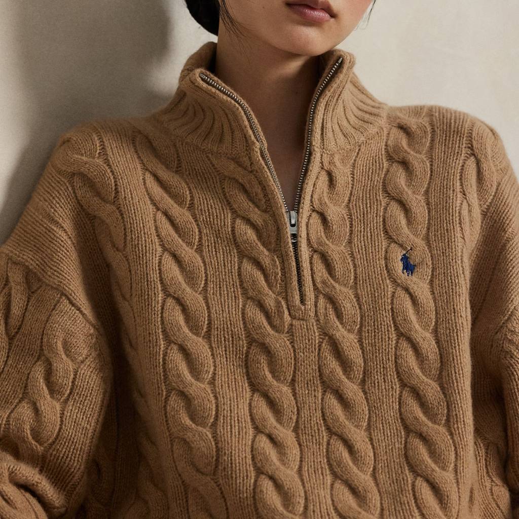 Cable Wool-Cashmere Half-Zip Sweater