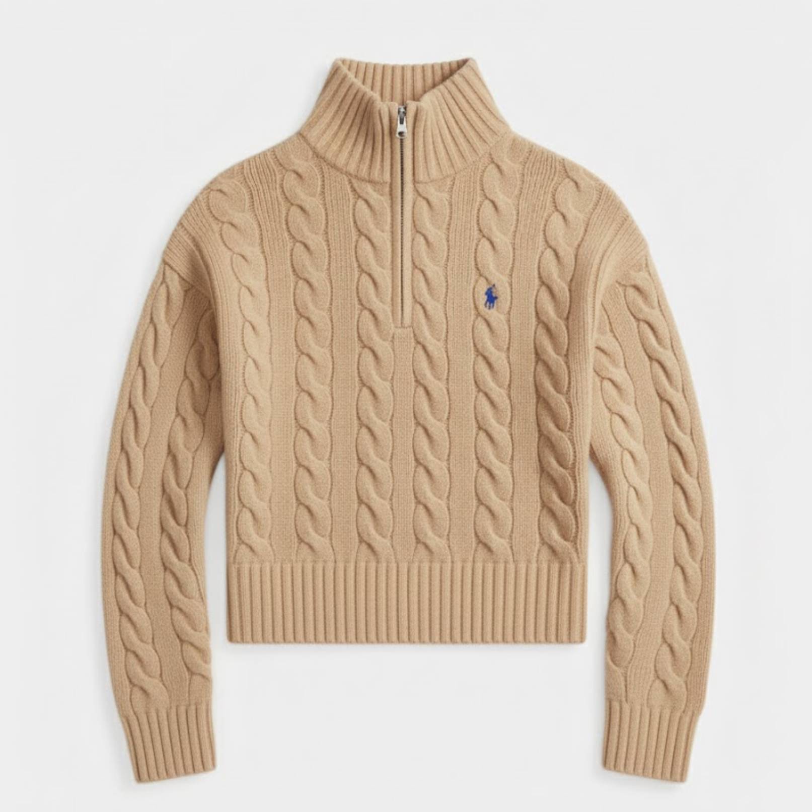 Cable Wool-Cashmere Half-Zip Sweater