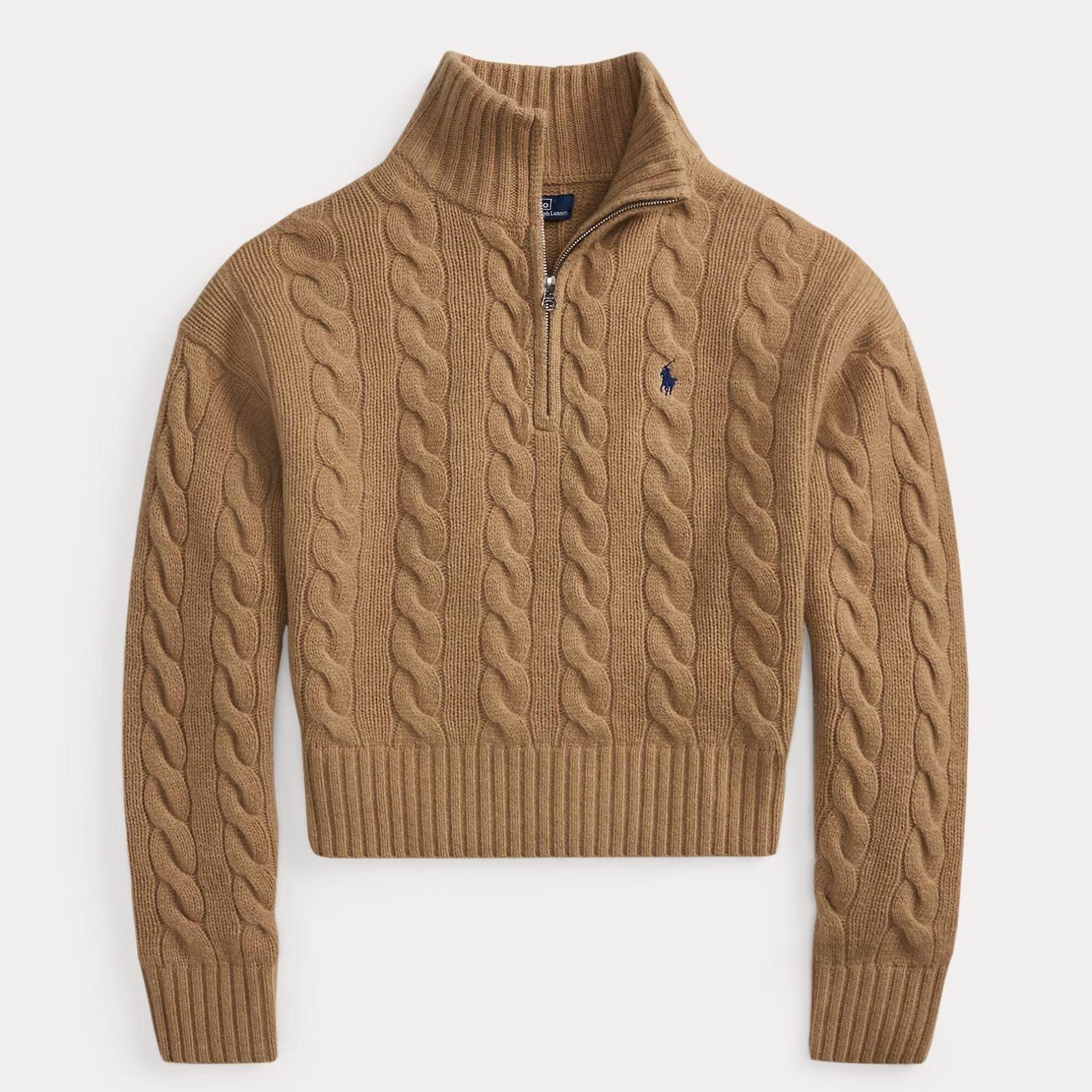 Cable Wool-Cashmere Half-Zip Sweater