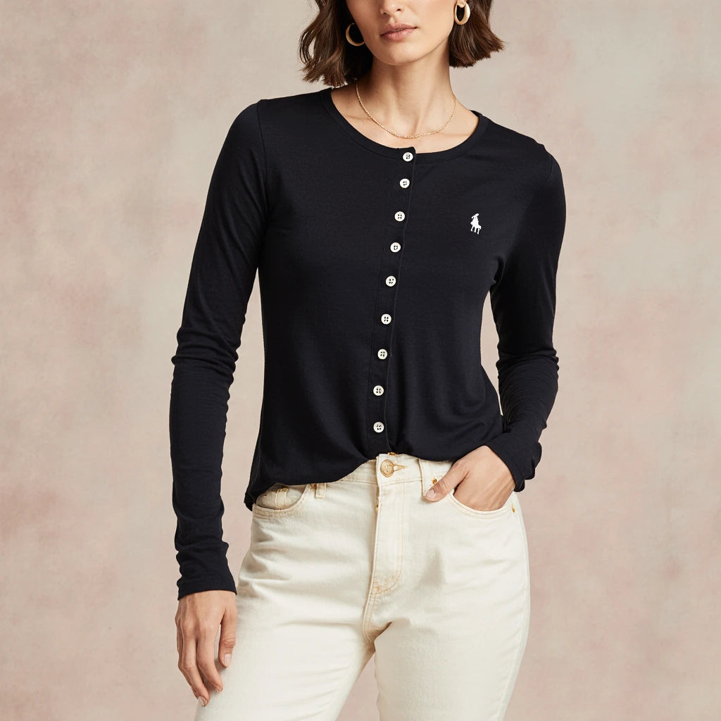 Stretch Mesh Cotton Crewneck