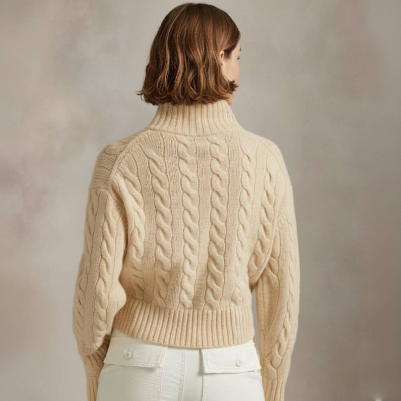 Cable Wool-Cashmere Half-Zip Sweater
